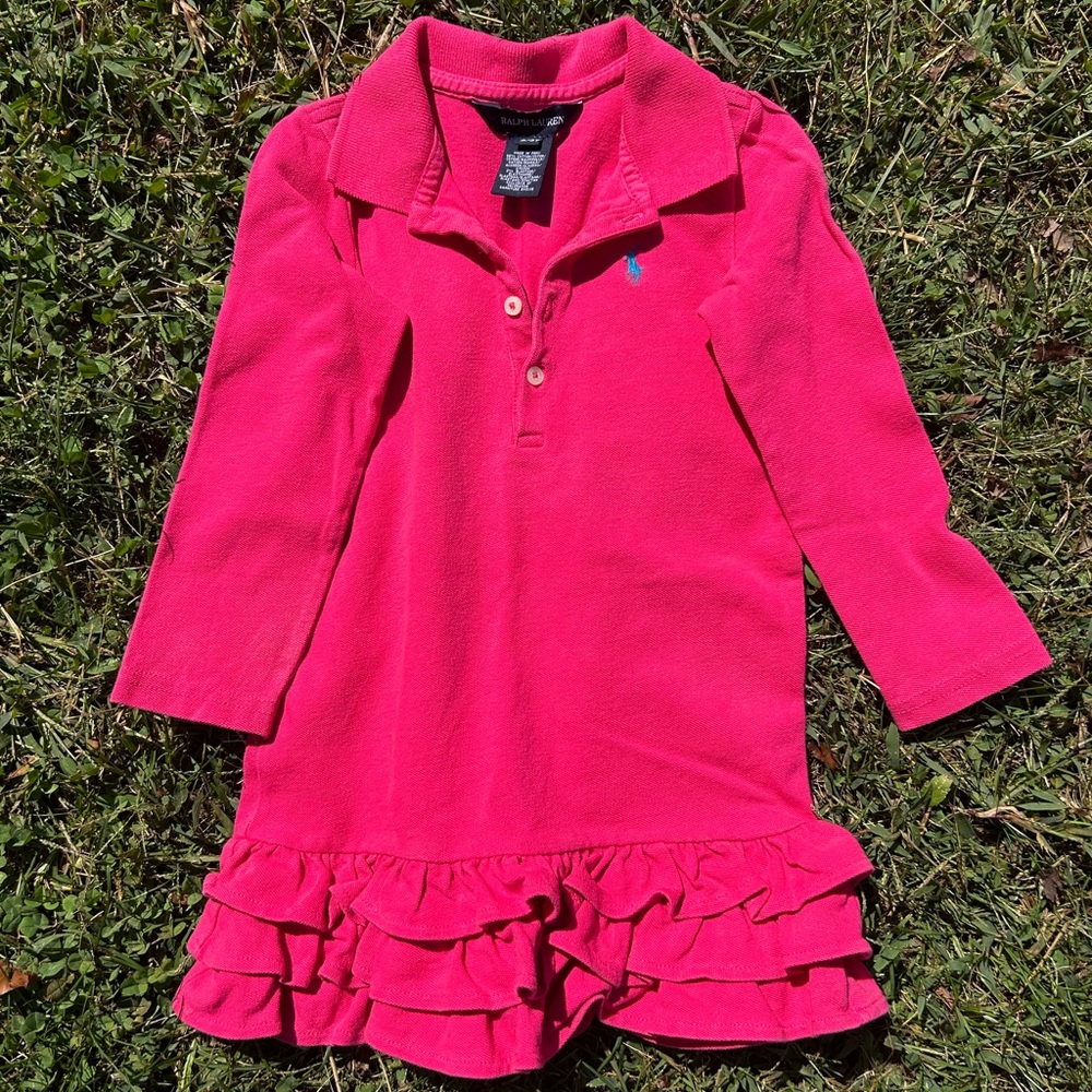 Pink Ralph Lauren Polo Dress with Ruffle Hem